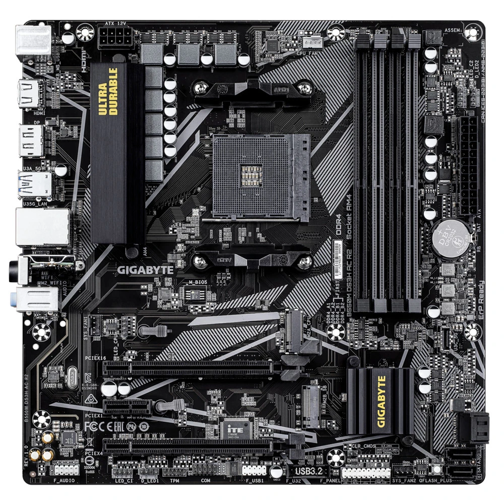 Материнская плата Gigabyte B550M DS3H AC R2 Micro-ATX, AMD AM4