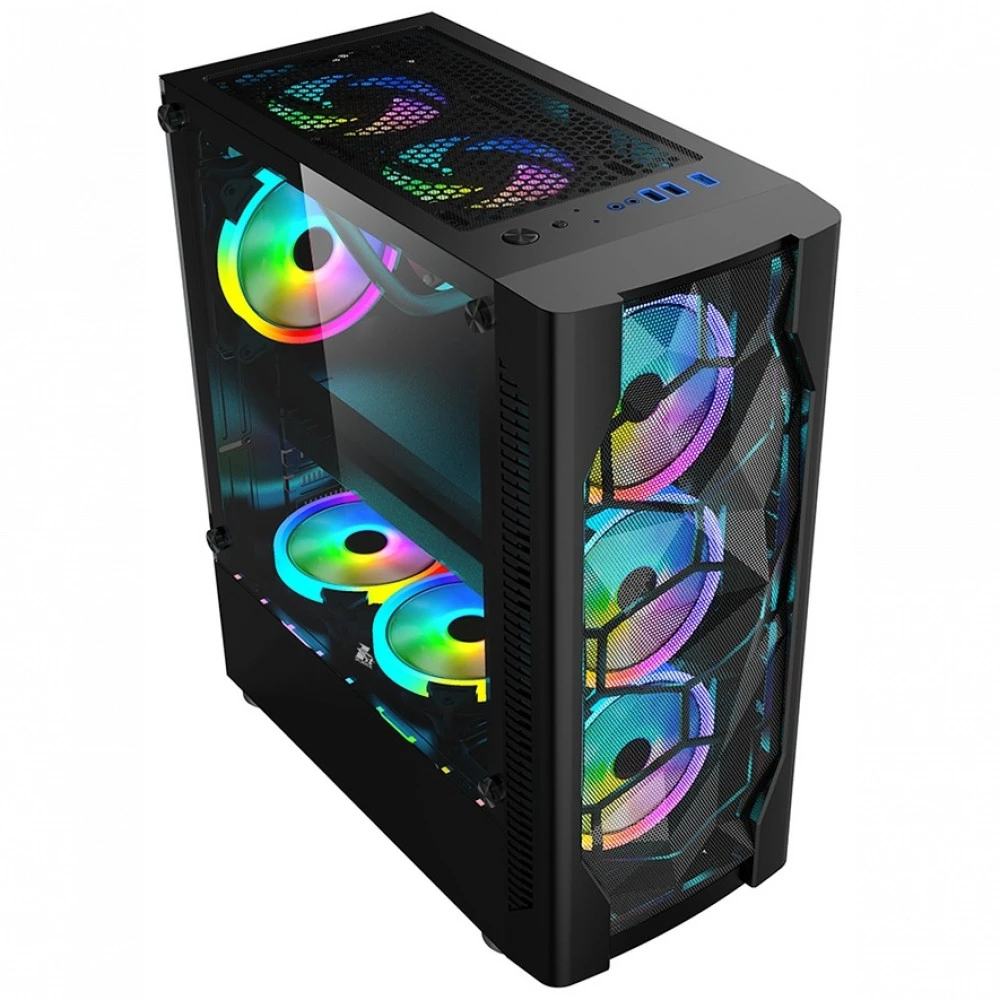 Корпус 1STPLAYER D4-BK-4A2 Black Mid-Tower
