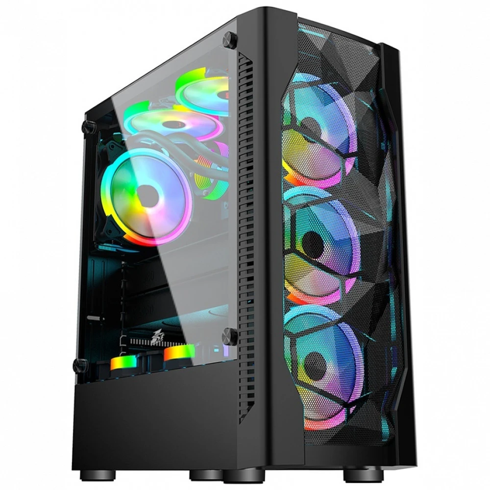 Корпус 1STPLAYER D4-BK-4A2 Black Mid-Tower