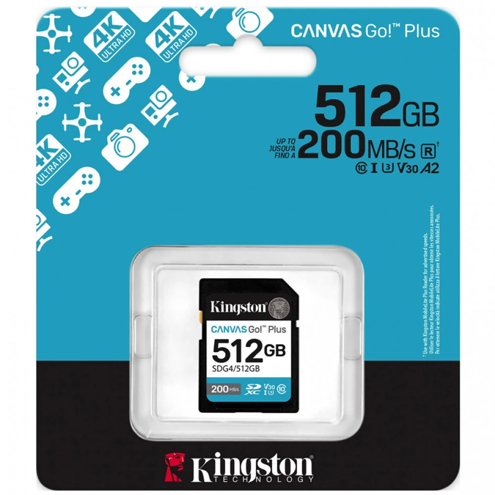 Флеш (Flash) карты Kingston Canvas Go Plus Gen4 C10 SDG4/512GB 512 ГБ