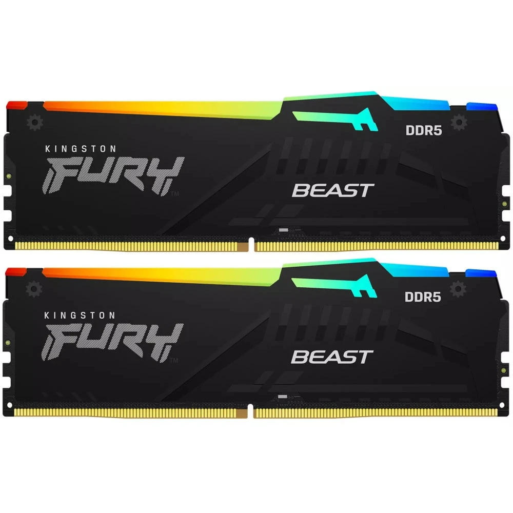 ОЗУ Kingston Fury Beast Black KF552C40BB2AK2-64 DIMM, DDR5, 64 Гб (2 х 32 Гб), 5200 МГц