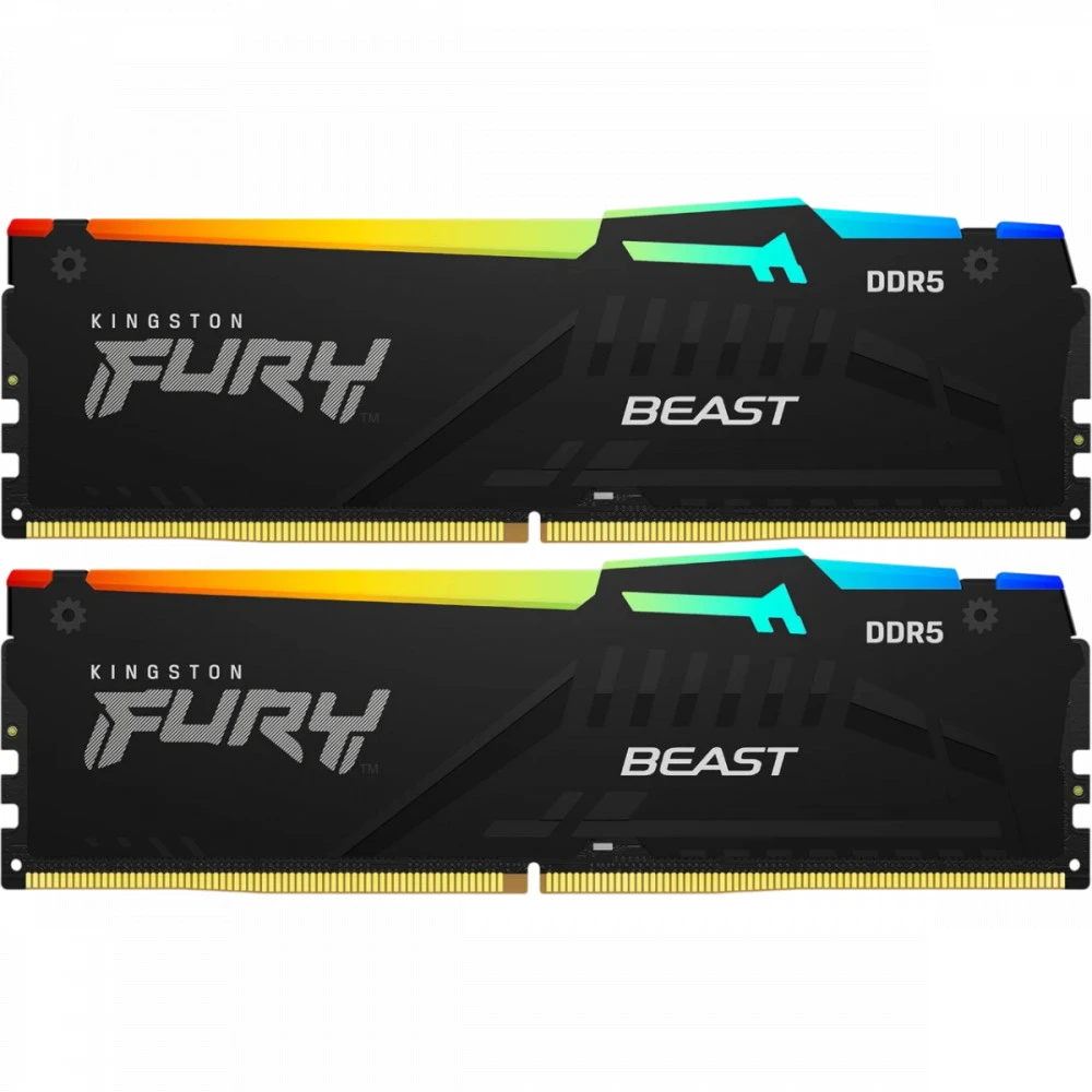 ОЗУ Kingston Fury Beast RGB KF560C36BBE2AK2-64 DIMM, DDR5, 64 Гб (2 х 32 Гб), 6000 МГц