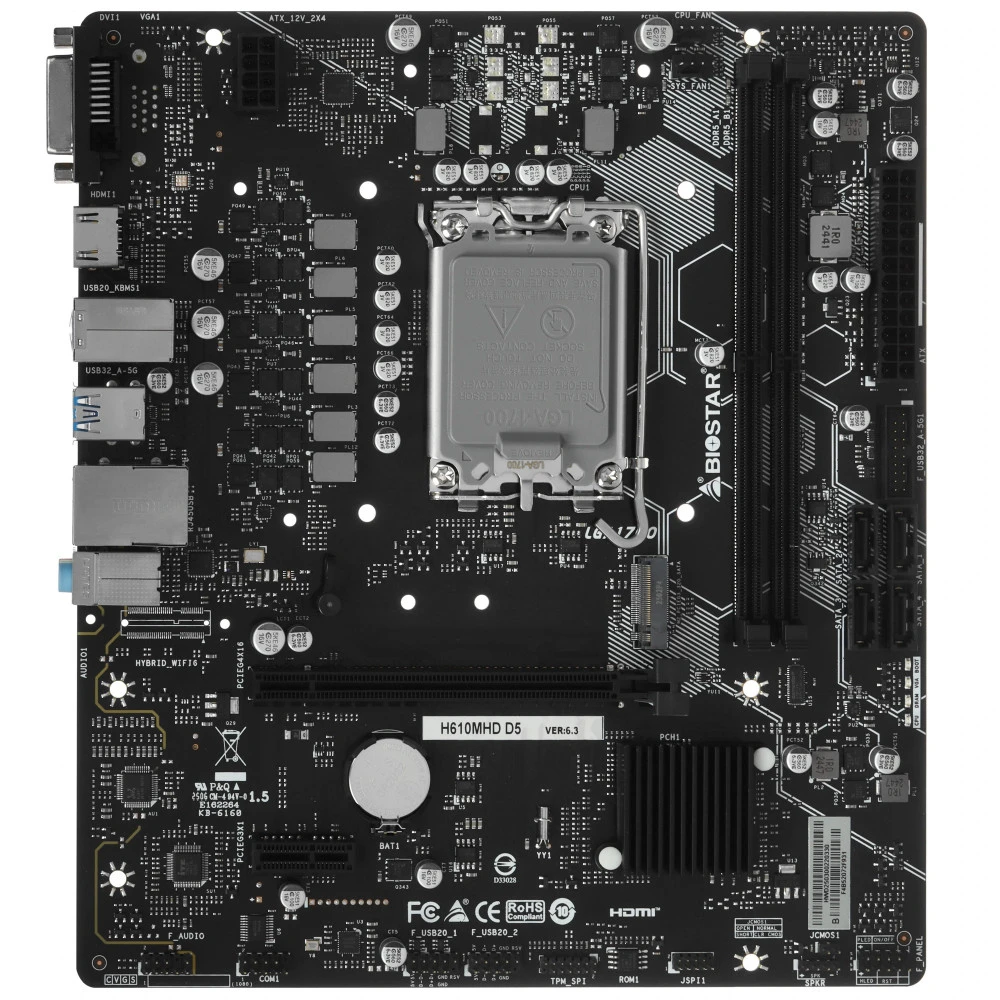 Материнская плата BIOSTAR H610MHD D5 Micro-ATX, LGA 1700