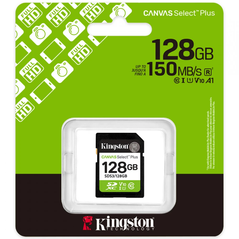 Флеш (Flash) карты Kingston Canvas Select Plus C10 UHS-I U1 V10 SDS3/128GB 128 ГБ
