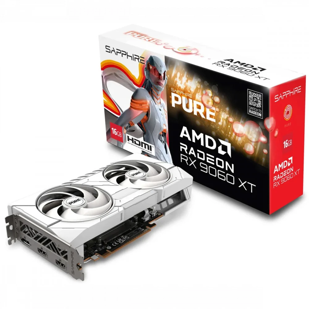 Видеокарта Sapphire AMD Radeon RX 9060XT 11350-02-20G PURE 16 ГБ