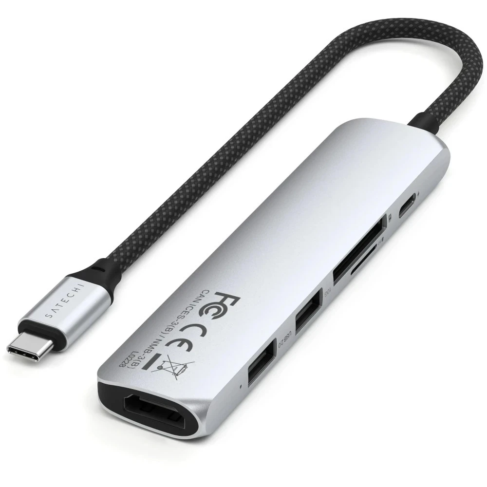 Док-станция Satechi 6-in-1 USB-C Slim Multiport Adapter Silver ST-P6SS