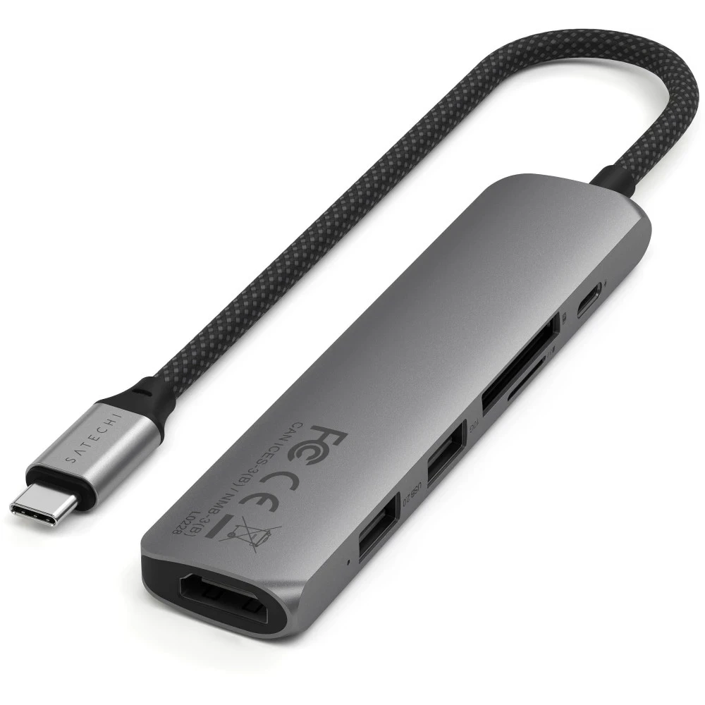 Док-станция Satechi 6-in-1 USB-C Slim Multiport Adapter Space Grey ST-P6SM