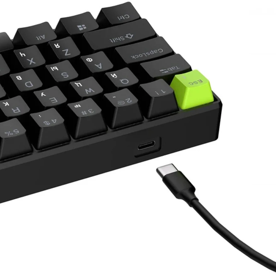 Клавиатура Royal Kludge C61 Black Green (Mint Switch) 6935280827976 Проводная, USB