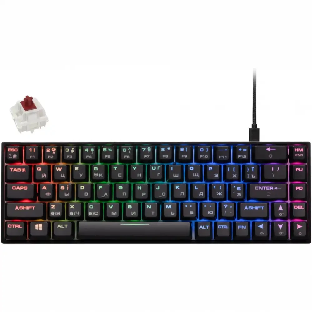 Клавиатура 2E Gaming KG380 RGB 2E-KG380UBK-BR BROWN SWITCH Проводная, USB