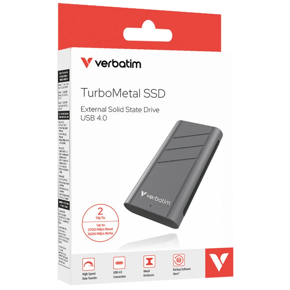 Внешние накопители Verbatim TurboMetal 32022 2 ТБ, Разъём USB Type-C