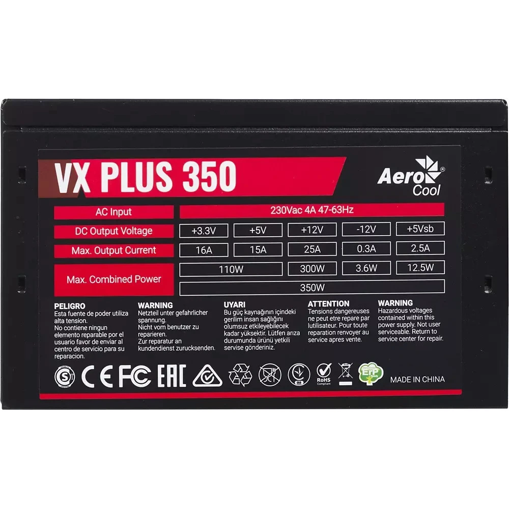 Блок питания Aerocool VX PLUS Stealth 350 ACPN-VS35NEY.12 350 Вт