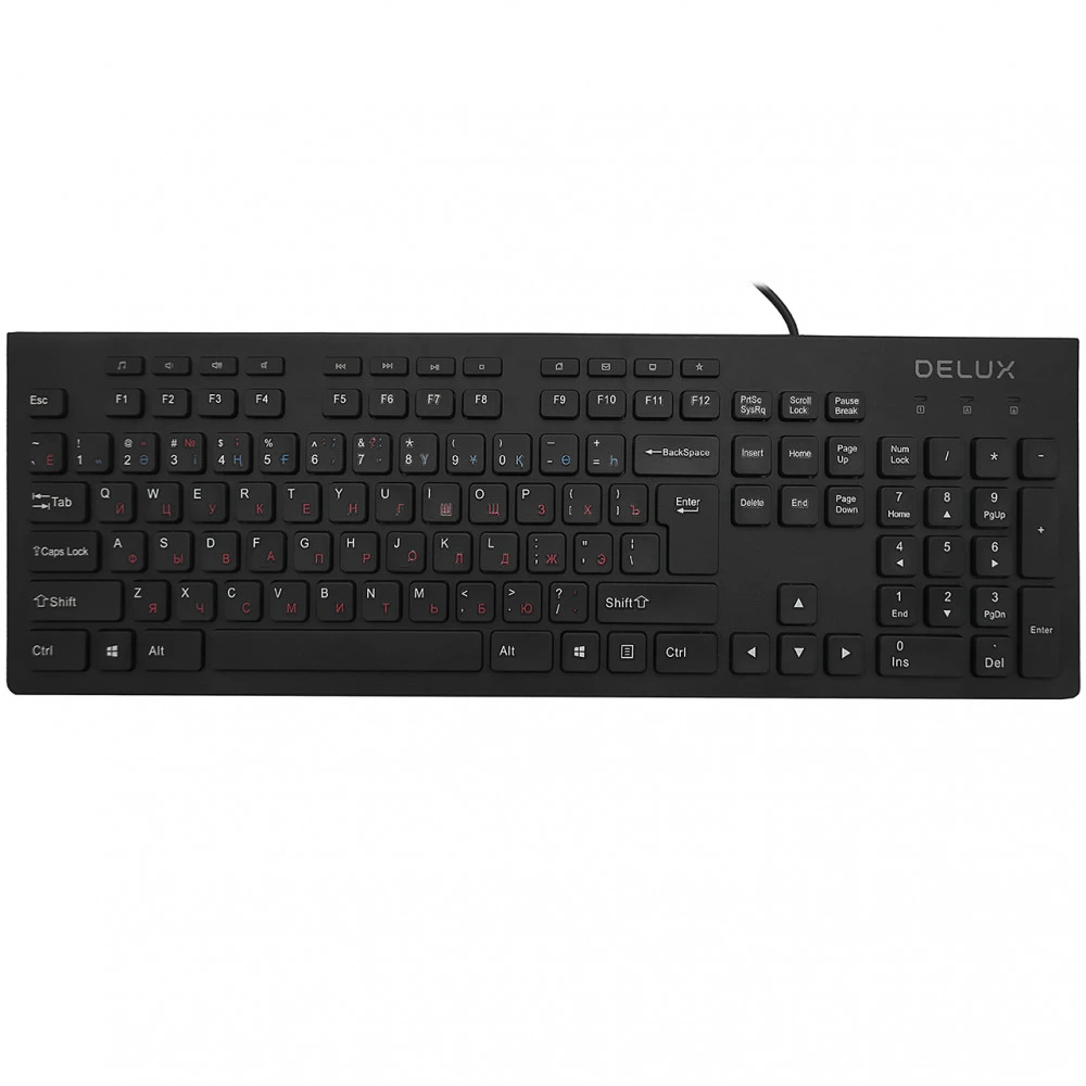 Клавиатура Deluxe DLK-180UB Проводная, USB