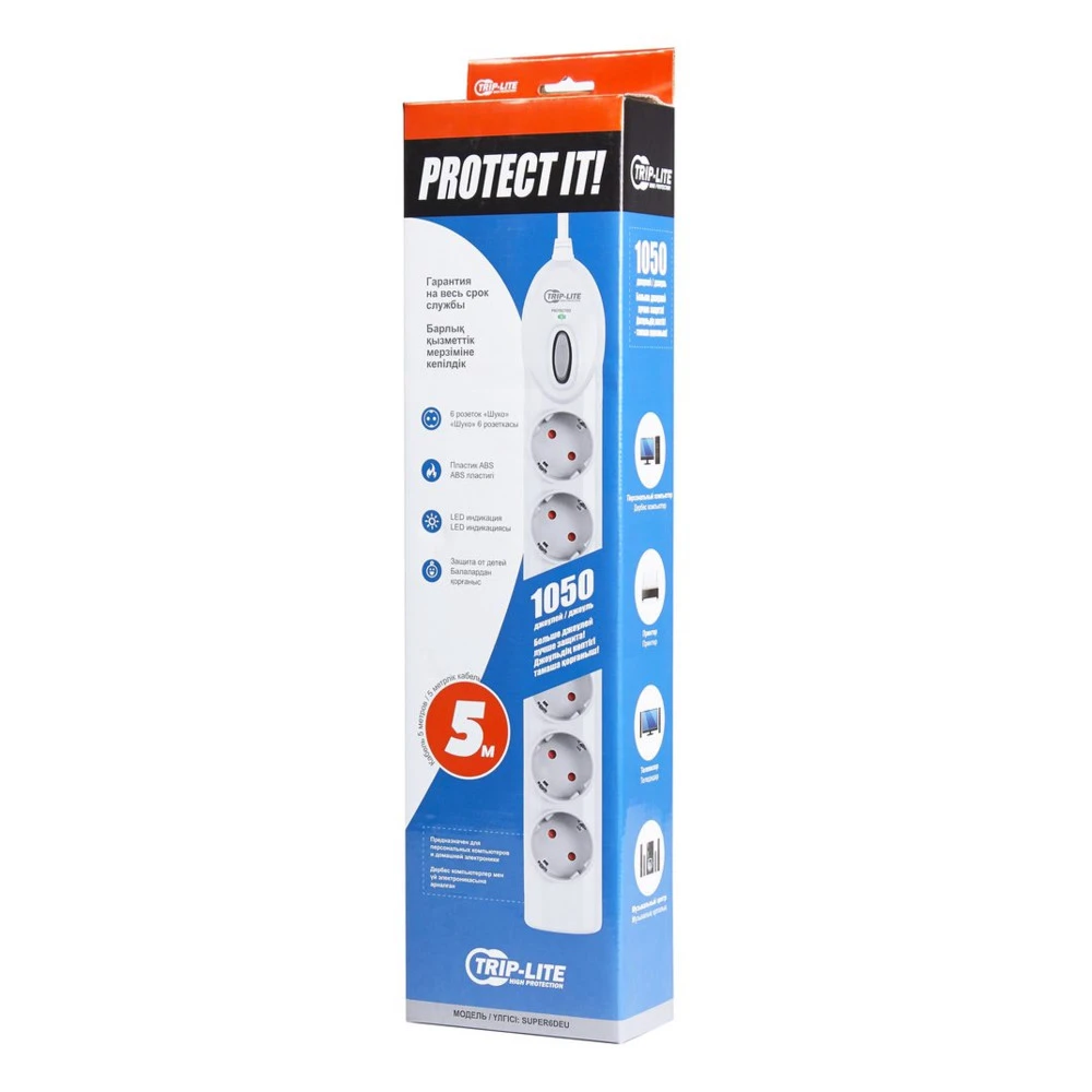 Сетевой фильтр Tripp-Lite Super 6 DEU 5 м. Super-6-DEU