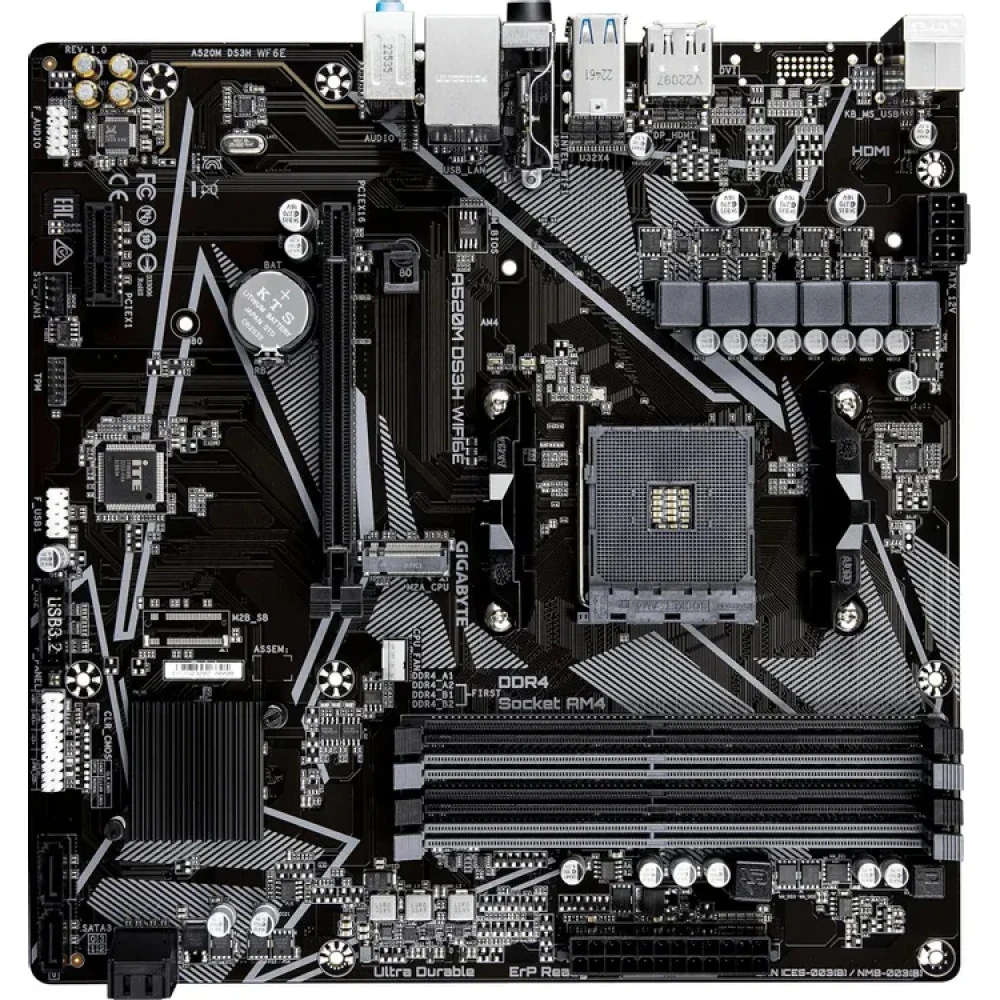 Материнская плата Gigabyte A520M DS3H WF6E Micro-ATX, AMD AM4