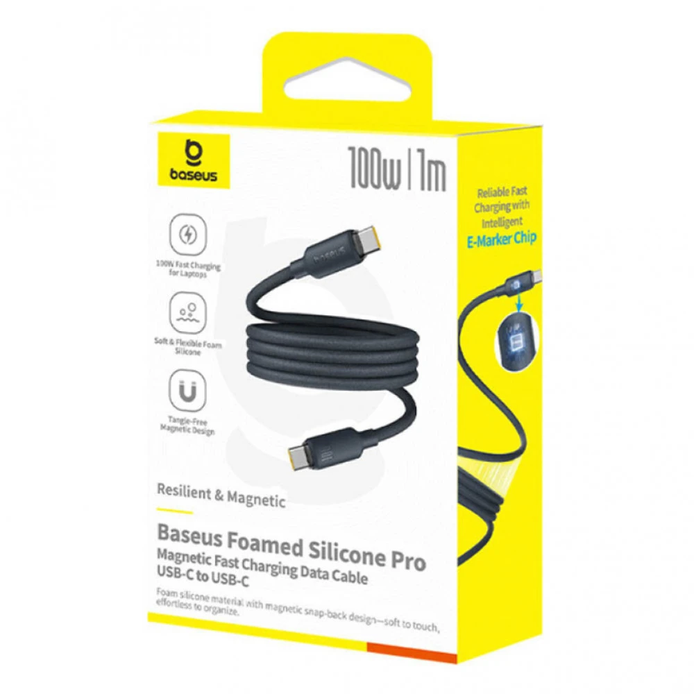 Кабель интерфейсный Baseus Foamed Silicone Pro Magnetic USB-C to USB-C 100W Black E0426D00