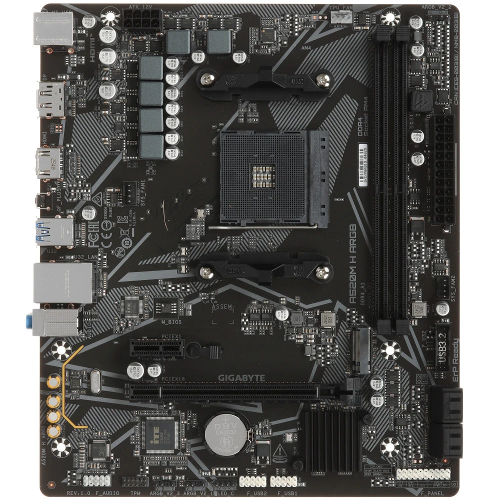 Материнская плата Gigabyte A520M H ARGB Micro-ATX, AMD AM4