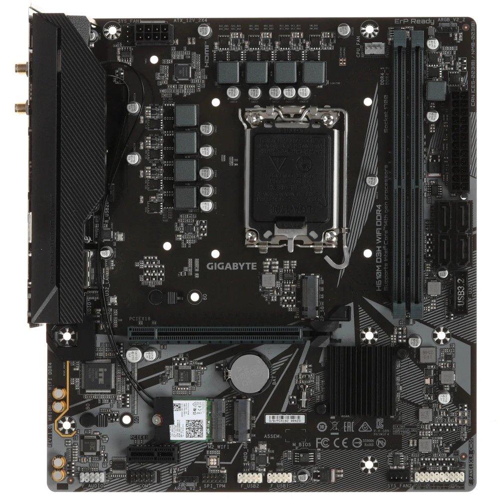 Материнская плата Gigabyte H610M D3H WIFI DDR4 Micro-ATX, LGA 1700