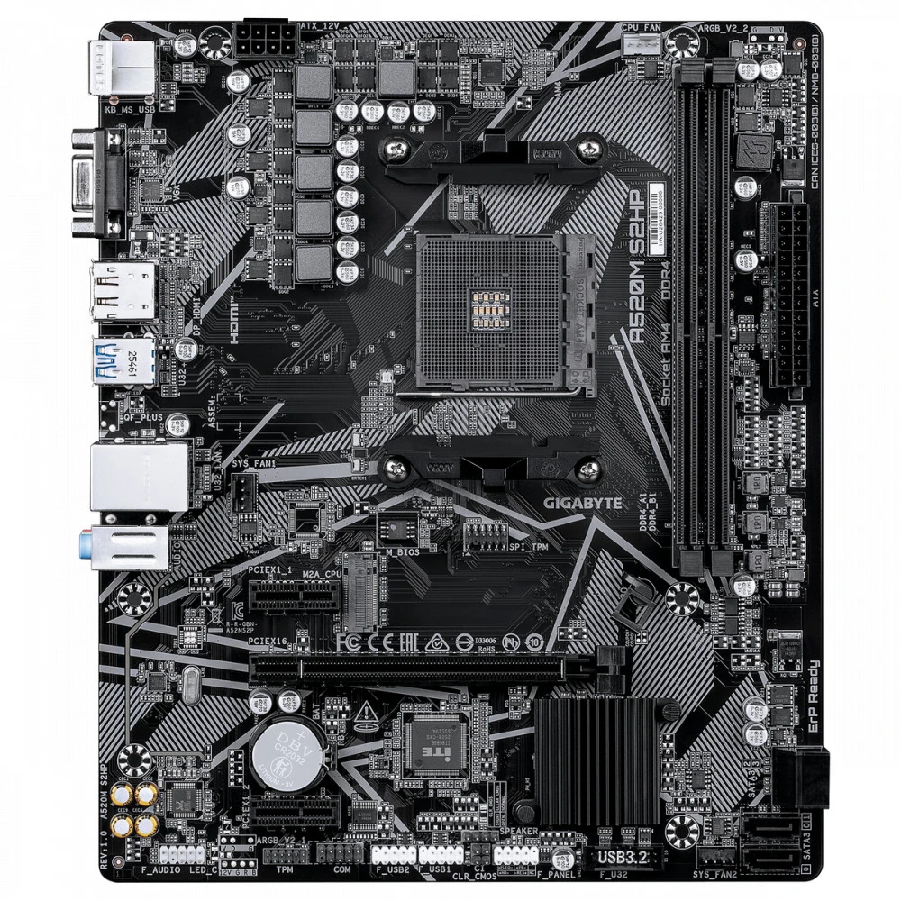 Материнская плата Gigabyte A520M S2HP Micro-ATX, AMD AM4