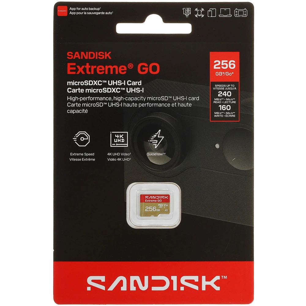 Флеш (Flash) карты SanDisk Extreme Go microSD SDSQXGN-256G-GN6MN 256 ГБ