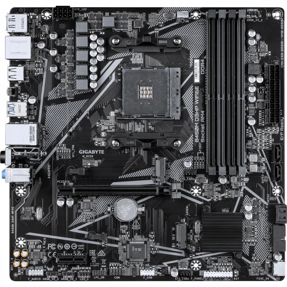 Материнская плата Gigabyte B450M D3HP WIFI6E Micro-ATX, AMD AM4