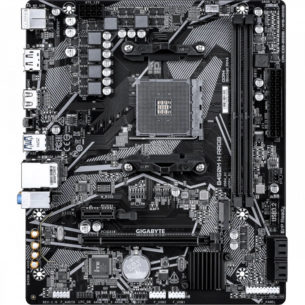 Материнская плата Gigabyte B450M H ARGB|| Micro-ATX, AMD AM4