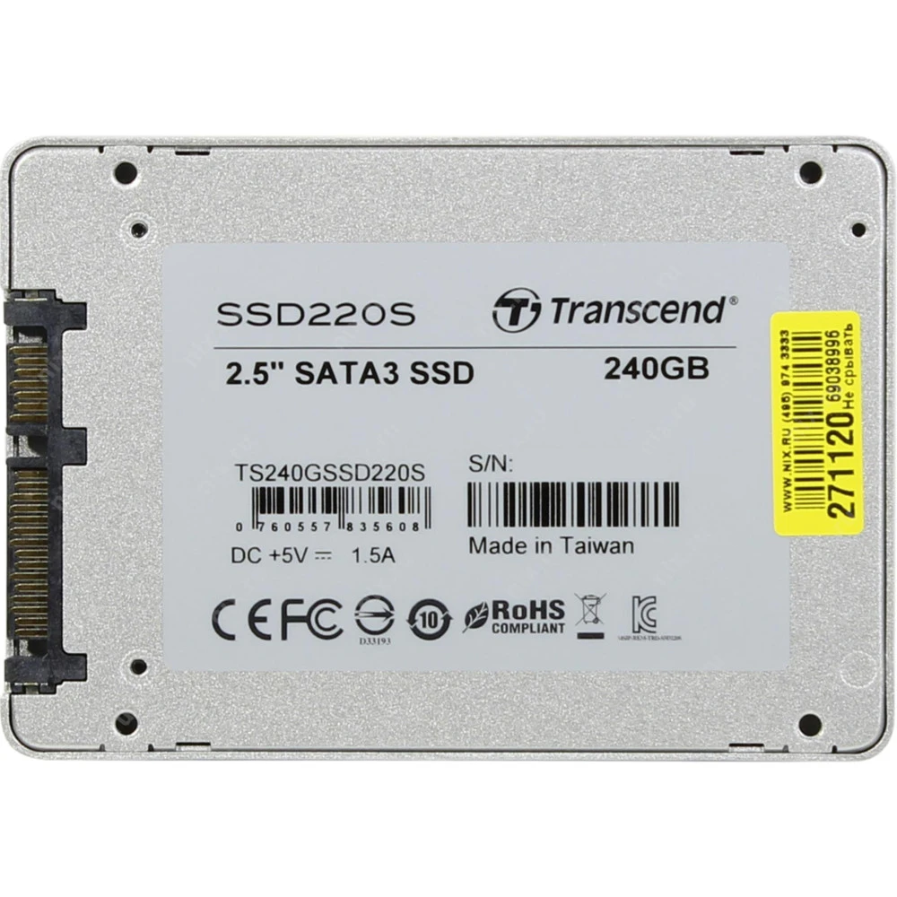 Жесткий диск Transcend SSD220S TS240GSSD220S SSD (твердотельные), 240 ГБ, 2.5 дюйма, SATA