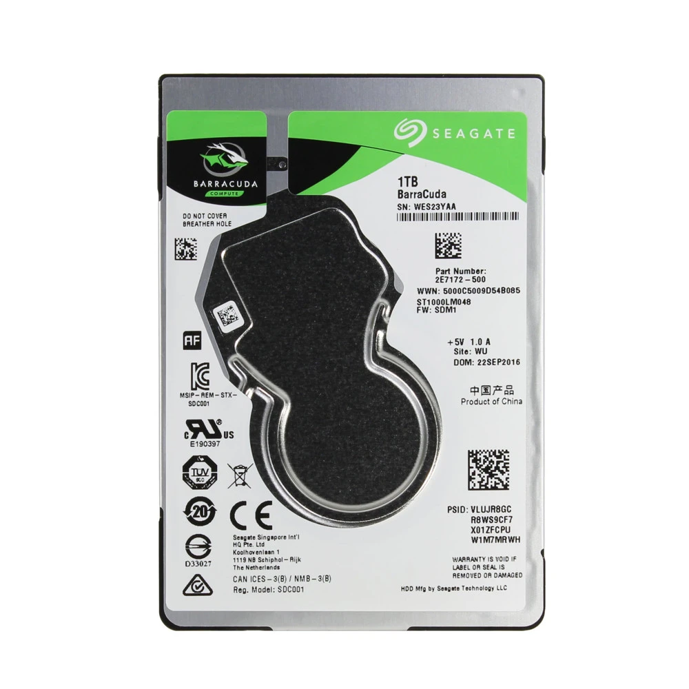 Жесткий диск Seagate Жесткий диск  BarraCuda 1TB SATA 2.5" 5400RPM 128Mb ST1000LM048 HDD (классические), 1 ТБ, 2.5 дюйма, SATA