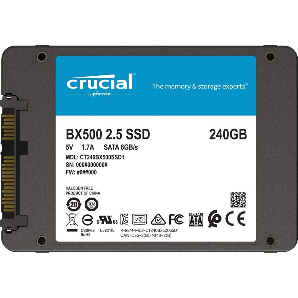 Жесткий диск Crucial BX500 CT240BX500SSD1 SSD (твердотельные), 240 ГБ, 2.5 дюйма, SATA