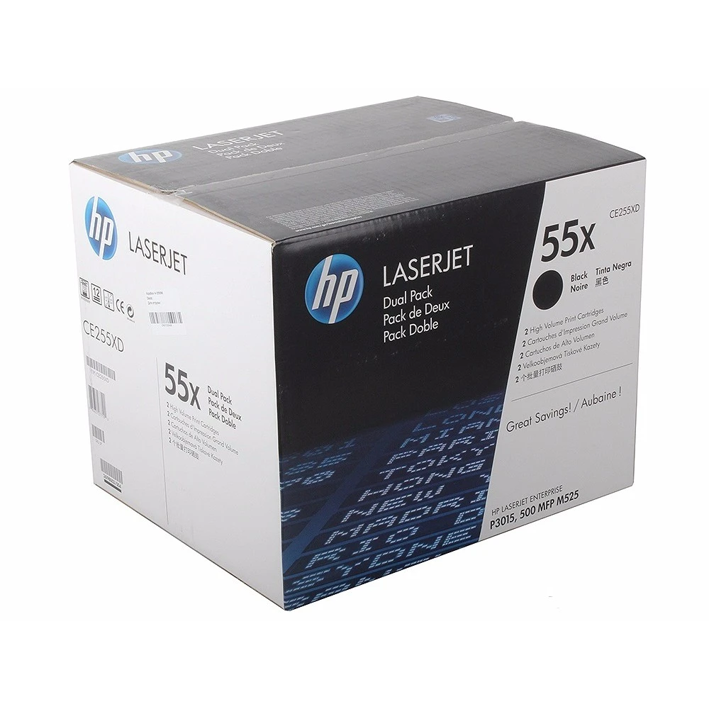 Лазерный картридж HP 55X увеличенной емкости черный CE255XD