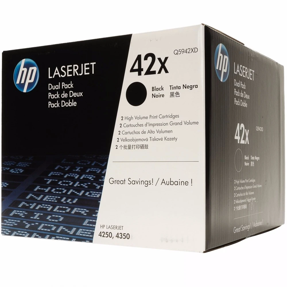 Лазерный картридж HP 42X черный двойная упаковка Q5942XD