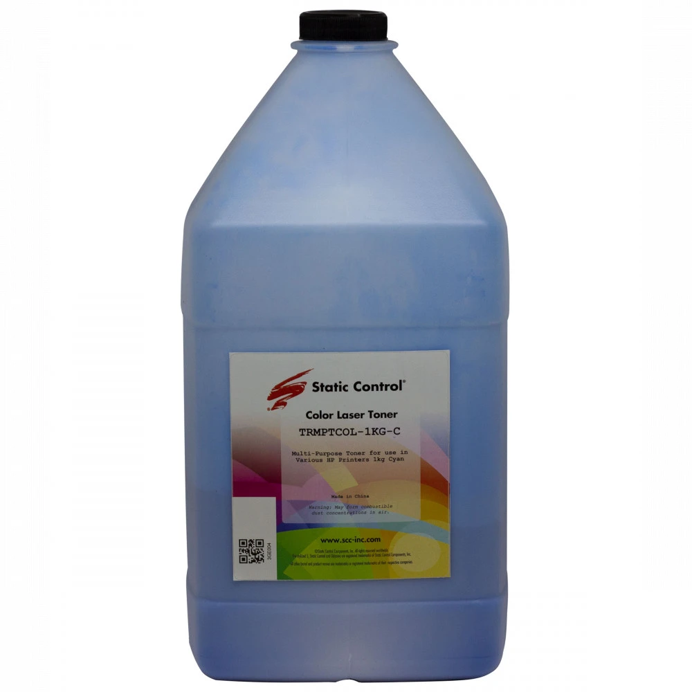 Струйный картридж Static Control Универсальный тонер C, 1 кг, флакон TRMPTCOL-1KG-C