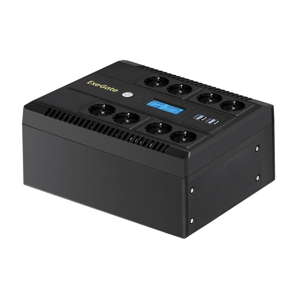 Источник бесперебойного питания ExeGate NEO Smart LHB-1000.LCD.AVR.8SH.CH.USB EX293858RUS 1000 ВА, 650 Вт