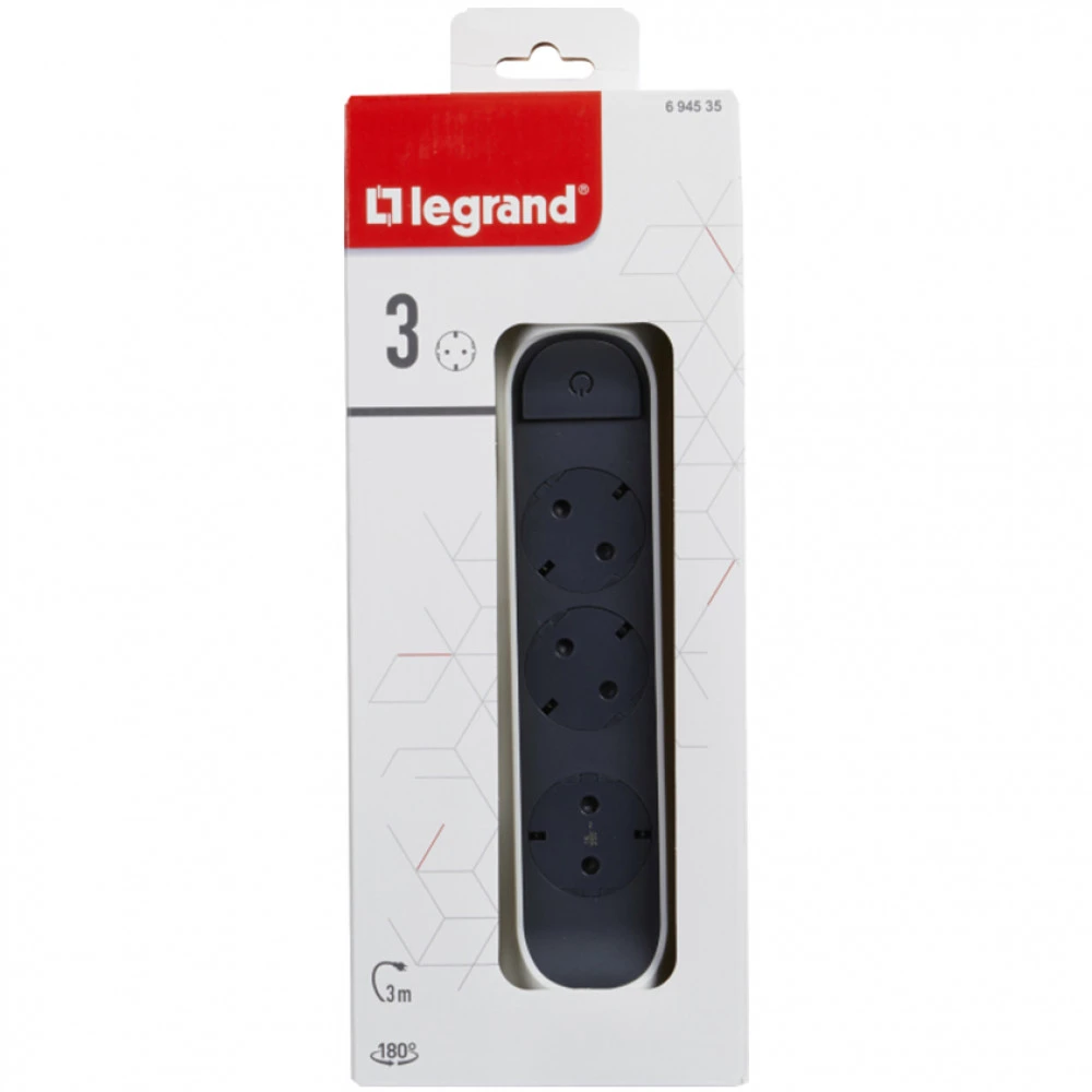 Сетевой фильтр Legrand Премиум 3x2К+З 3м 694535