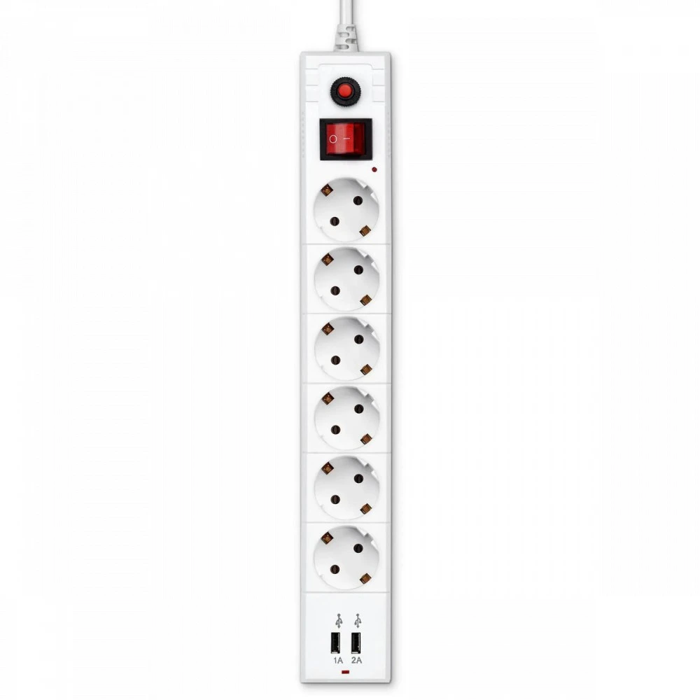Сетевой фильтр Buro BU-SP1.8_USB_2A-W