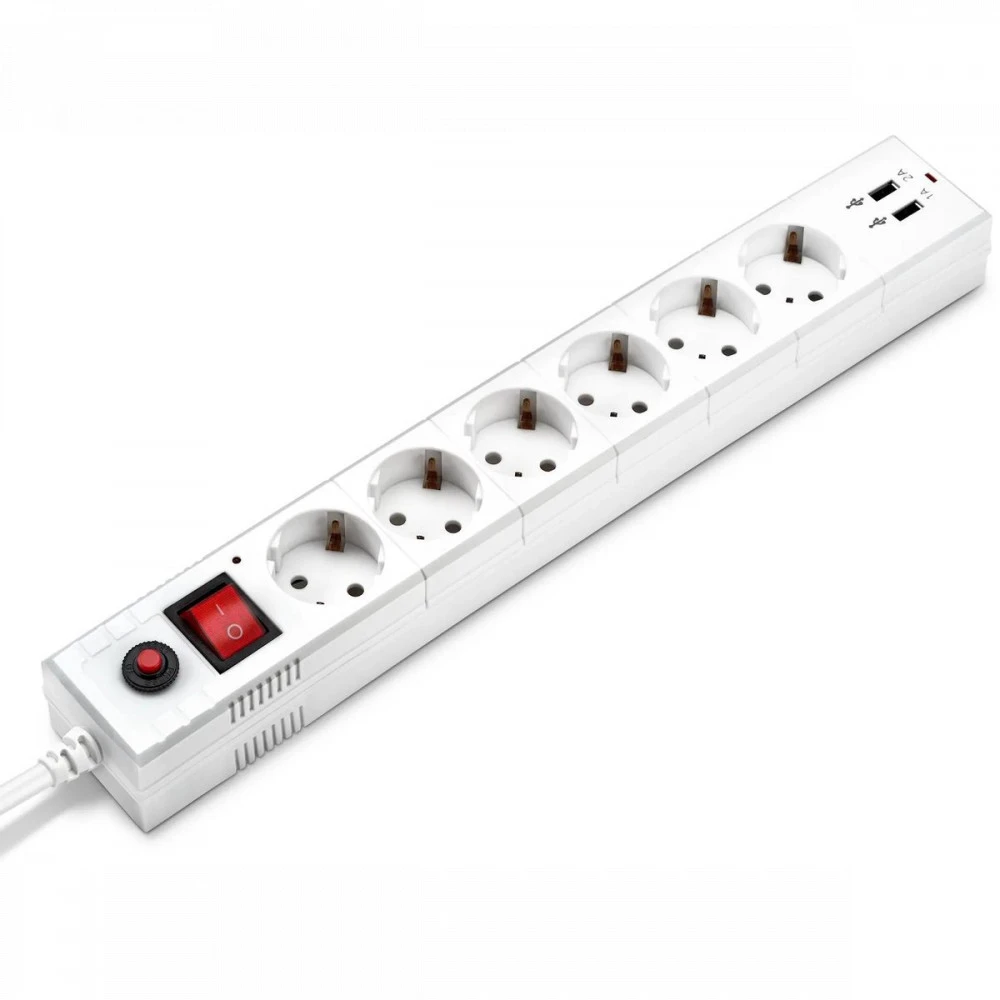 Сетевой фильтр Buro BU-SP1.8_USB_2A-W