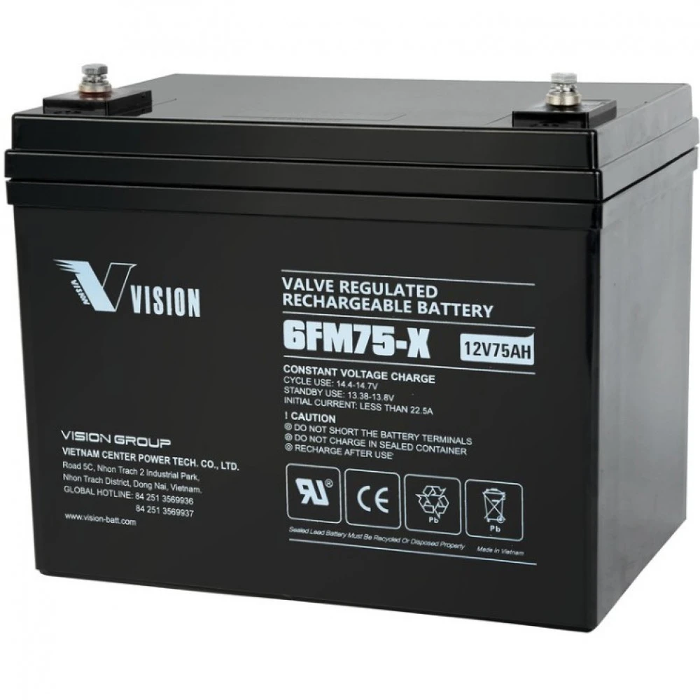 Сменные аккумуляторы АКБ для ИБП VISION 6FM75-X 6FM75-X 12V75AH 12 В