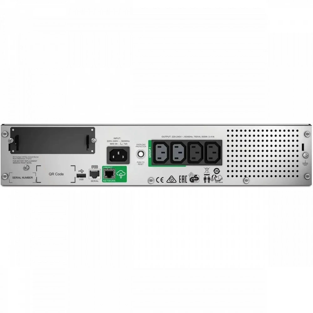 Источник бесперебойного питания APC Smart-UPS SMT750RMI2UC 750 ВА, 500 Вт