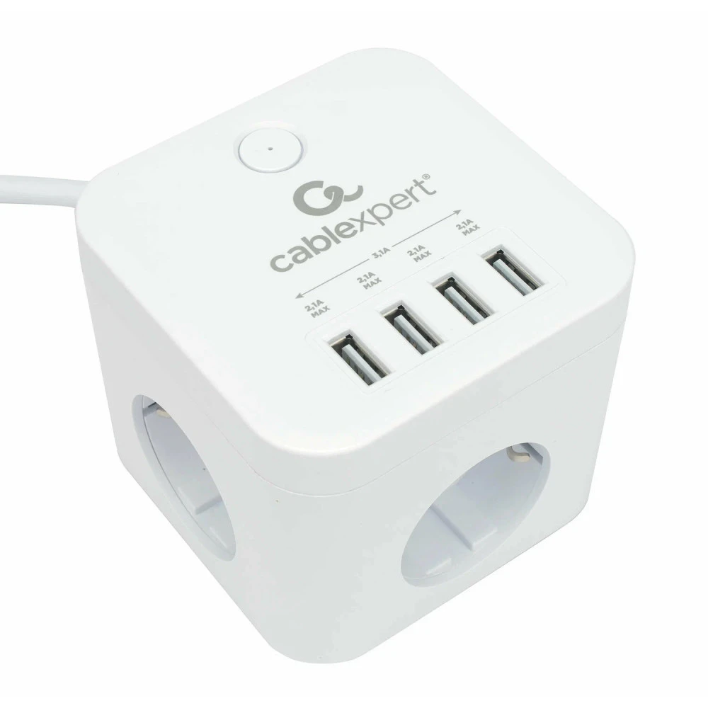 Сетевой фильтр Cablexpert CUBE-3-U4-W-1.5