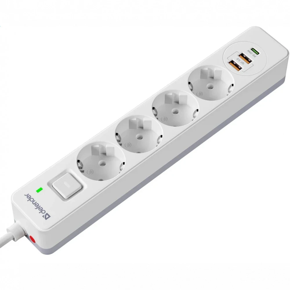 Сетевой фильтр Defender DFS-141 White 99433