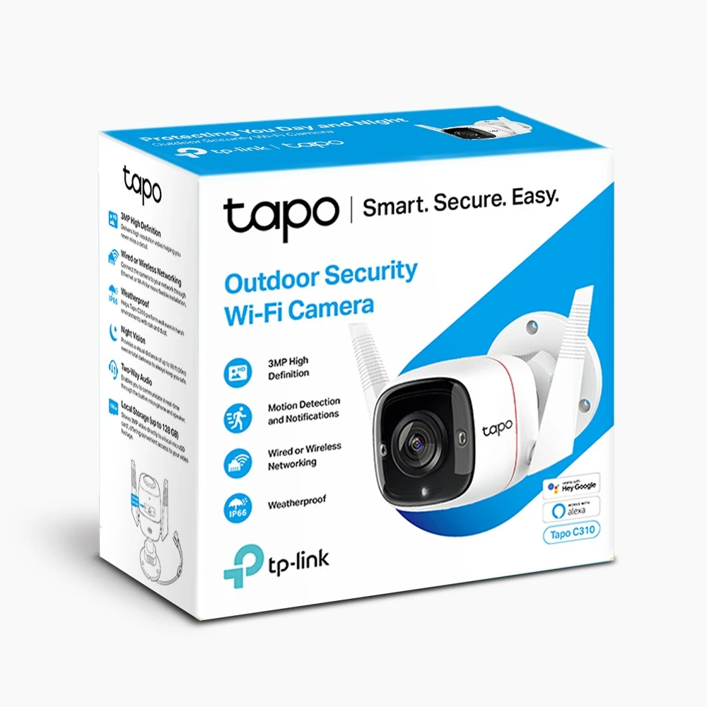 IP видеокамера TP-Link (SOHO) TAPO C310(EU) V1.0/2.0 Цилиндрическая, Уличная, WiFi + Ethernet, Фиксированный объектив, 3.89 мм, 1/2.7", 3 Мп ~ 2304x1296