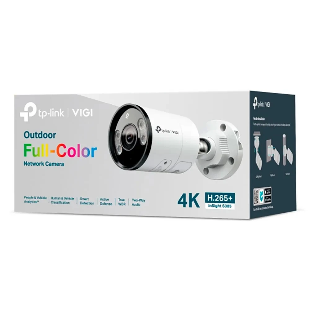 IP видеокамера TP-Link InSight S385 InSight S385(4mm)(UN) Цилиндрическая, Уличная, Проводная, Фиксированный объектив, 4 мм, 1/2.7", 8 Мп ~ 3840×2160 4K UHD или Ultra HD