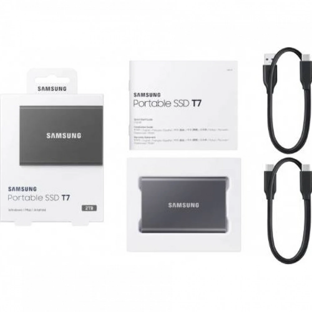 Внешние накопители Samsung External SSD T7 MU-PC2T0T/WW 2 ТБ, Разъём USB Type-C