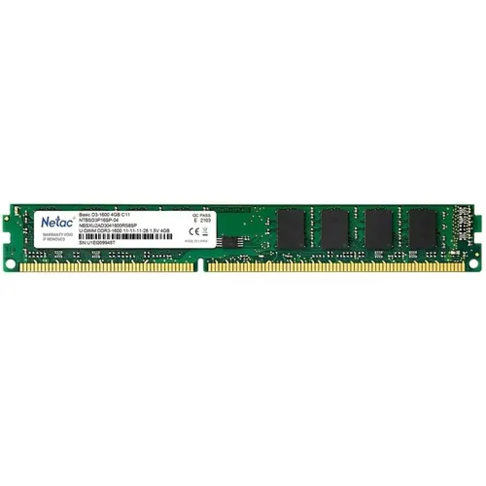 ОЗУ Netac Basic NTBSD3P16SP-04 DIMM, DDR3, 4 Гб, 1600 МГц