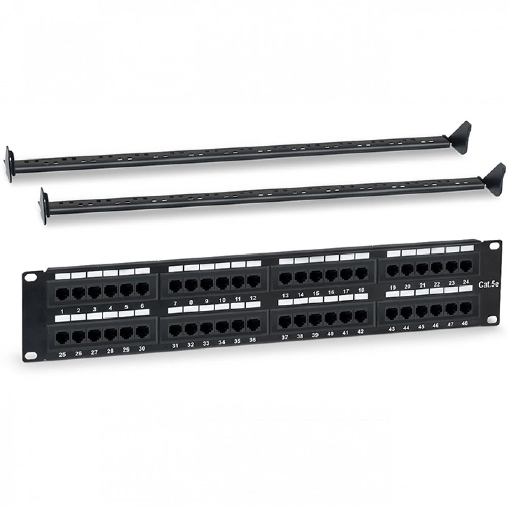 Патч-панель WRline WR-PL-48-C5E-D 48 портов, STP, Cat. 5e