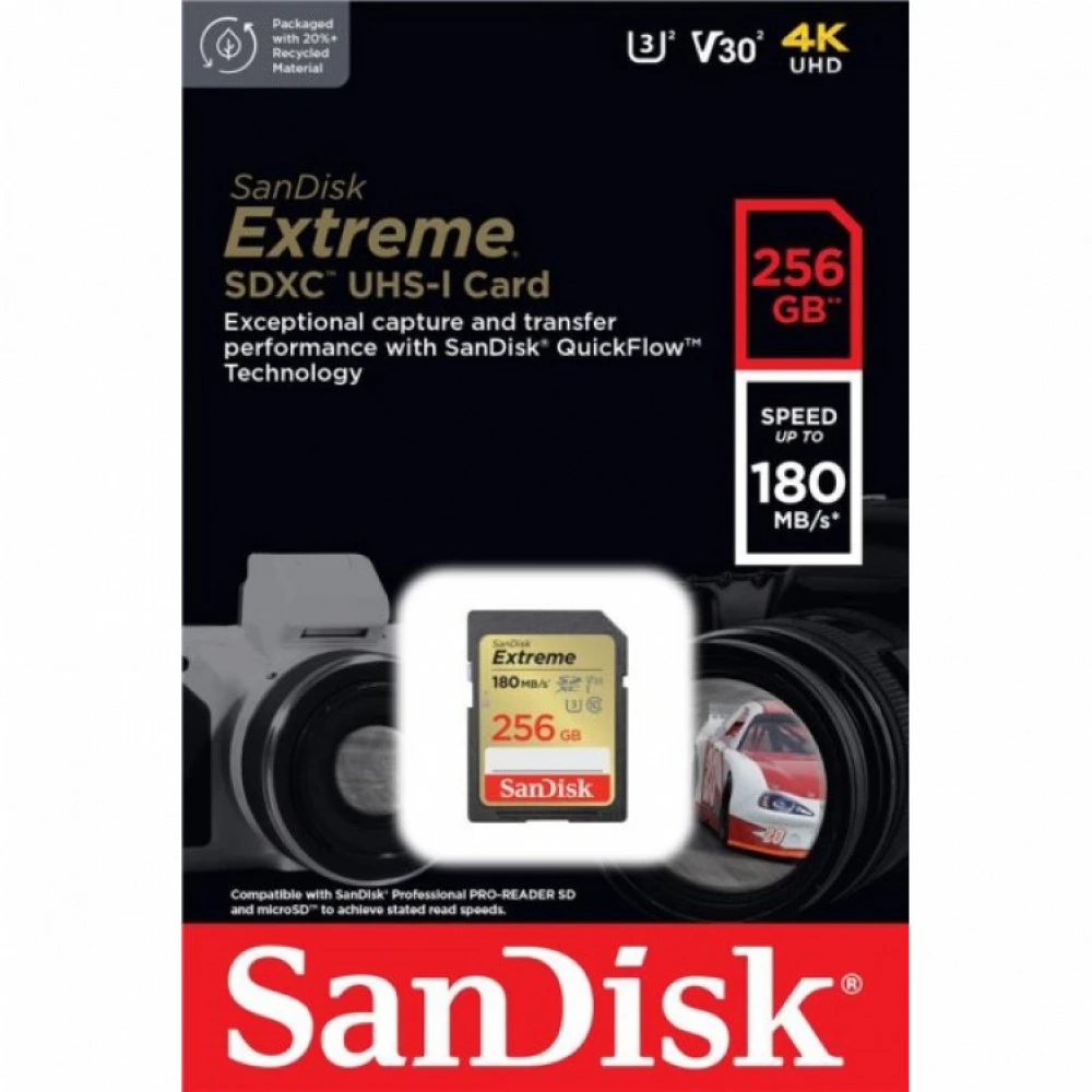 Флеш (Flash) карты SanDisk Extreme UHS-I Class 3 (U3) V30 SDSDXVV-256G-GNCIN 256 ГБ