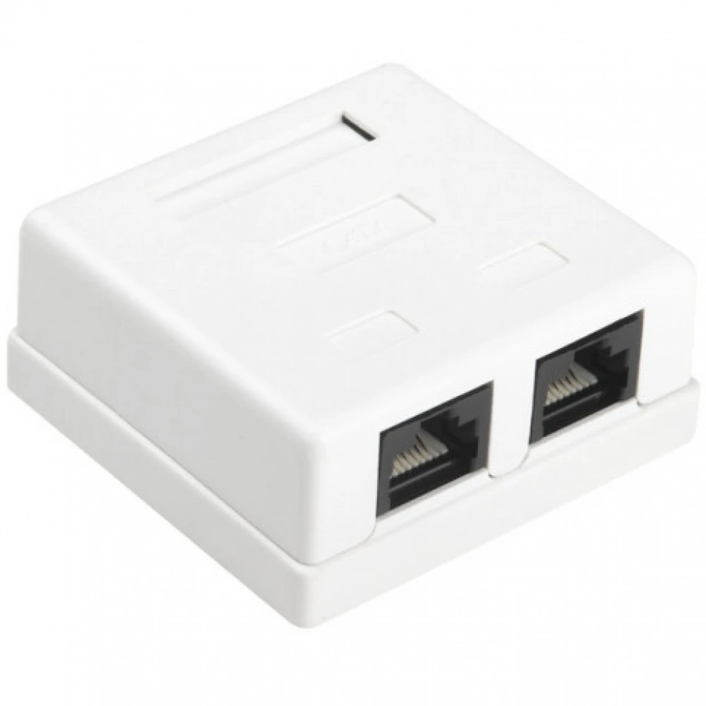 Сетевая розетка Hyperline Розетка компьютерная RJ-45(8P8C) категория 6 двойная внешняя SB1-2-8P8C-C6-WH