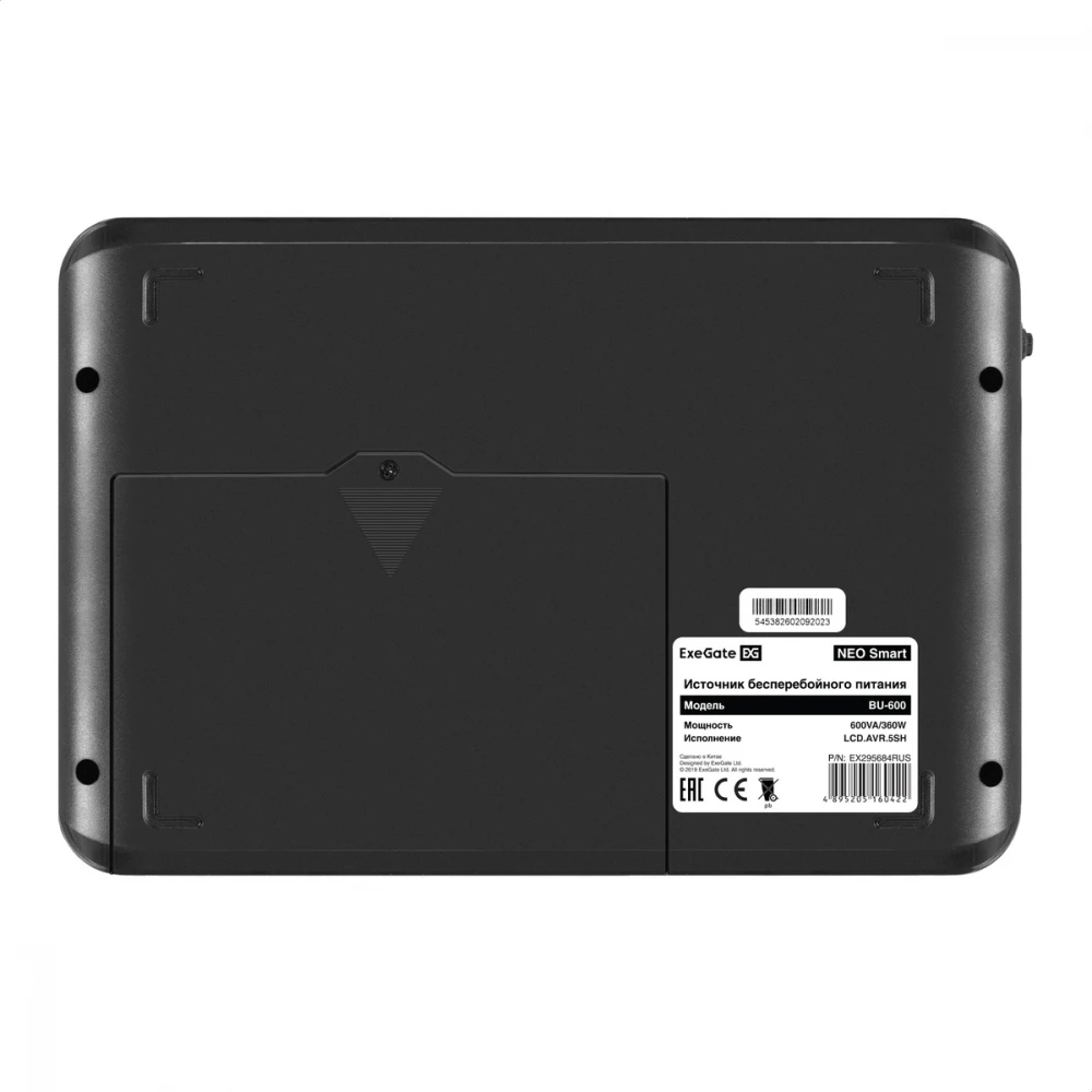 Источник бесперебойного питания ExeGate NEO Smart BU-600.LCD.AVR.5SH EX295684RUS 600 ВА, 360 Вт