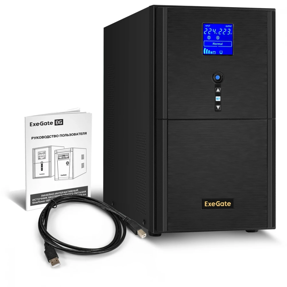 Источник бесперебойного питания ExeGate SineTower SN-3000.LCD.AVR.3SH.1C13.RJ.USB EX295984RUS 3000 ВА, 2400 Вт