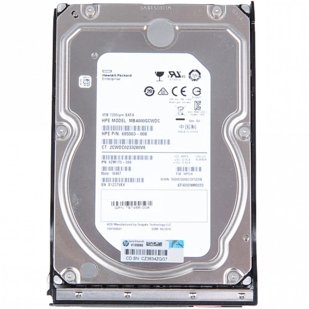 Серверный жесткий диск HPE 4 ТБ 797265-B21 HDD, 3,5 LFF, 4 ТБ, SATA
