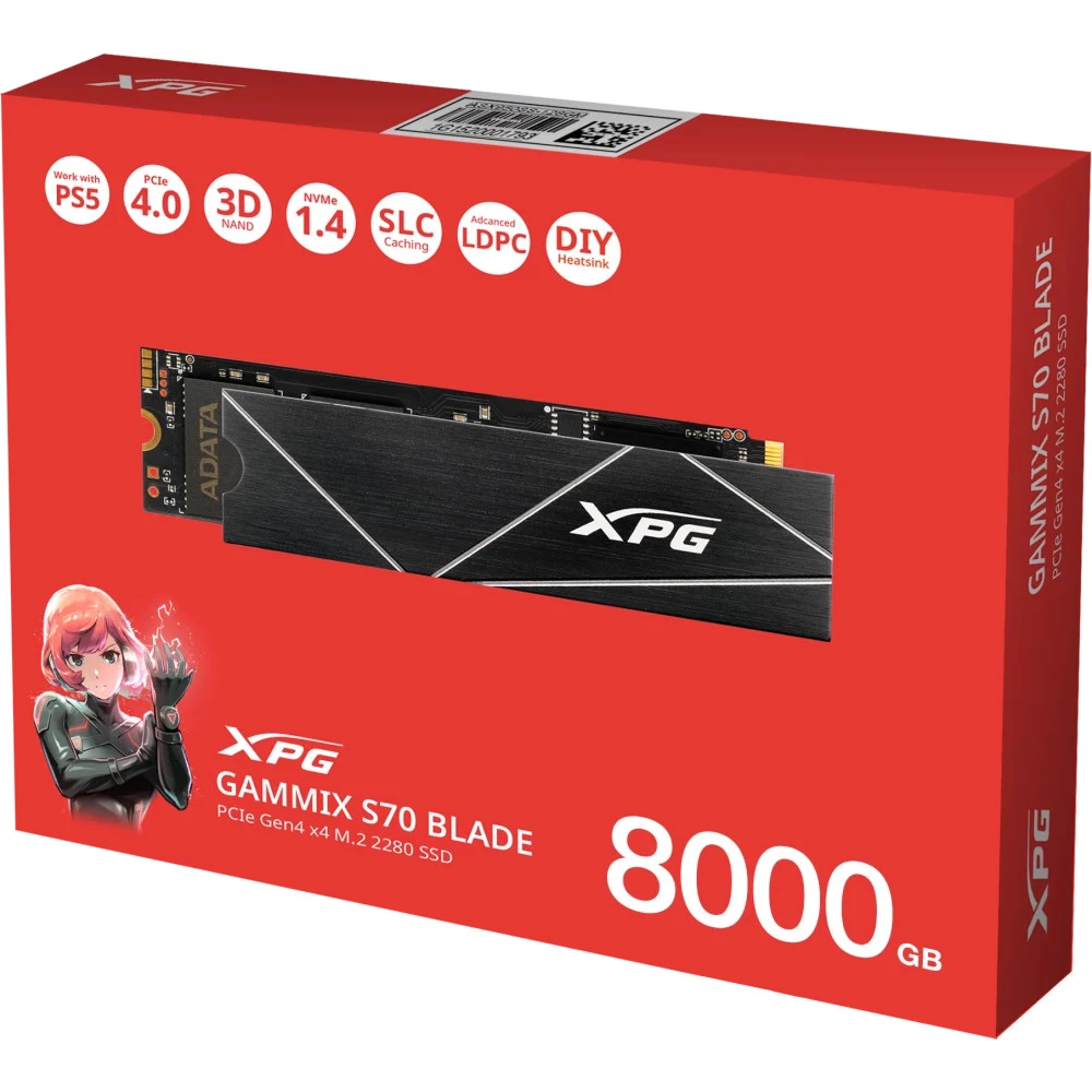 Жесткий диск ADATA XPG Blade S70 AGAMMIXS70B-8000G-CS SSD (твердотельные), 8 ТБ, M.2, PCIe
